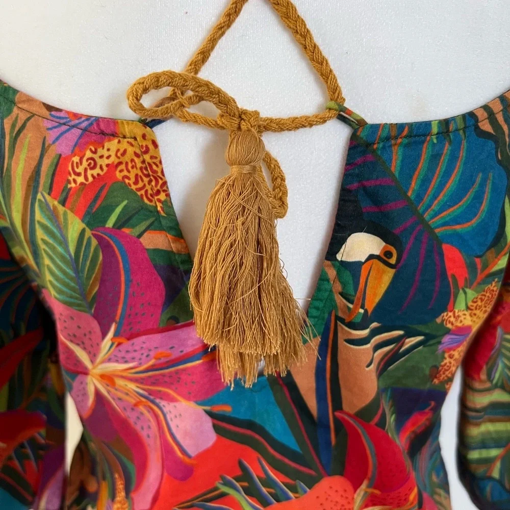 NWOT Farm Rio Multicolor Crochet Top Small - Picture 7 of 9